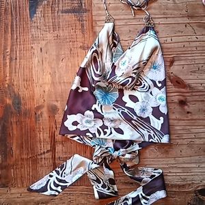 Cache -Satin Backless Halter -size M